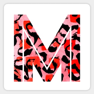 Abstract Letter M Watercolour Leopard Print Alphabet Magnet